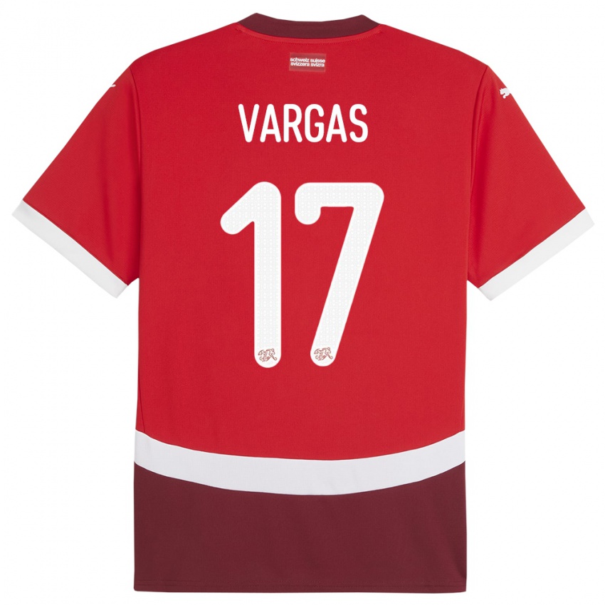 Homem Camisola Suiça Ruben Vargas #17 Vermelho Principal 24-26 Camisa Brasil