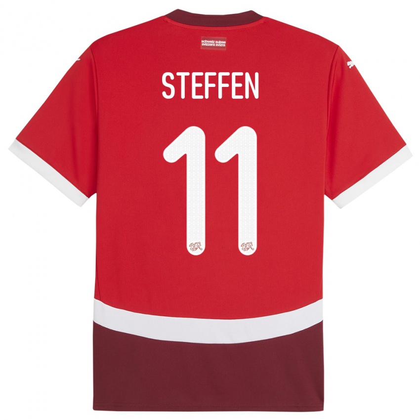 Homem Camisola Suiça Renato Steffen #11 Vermelho Principal 24-26 Camisa Brasil