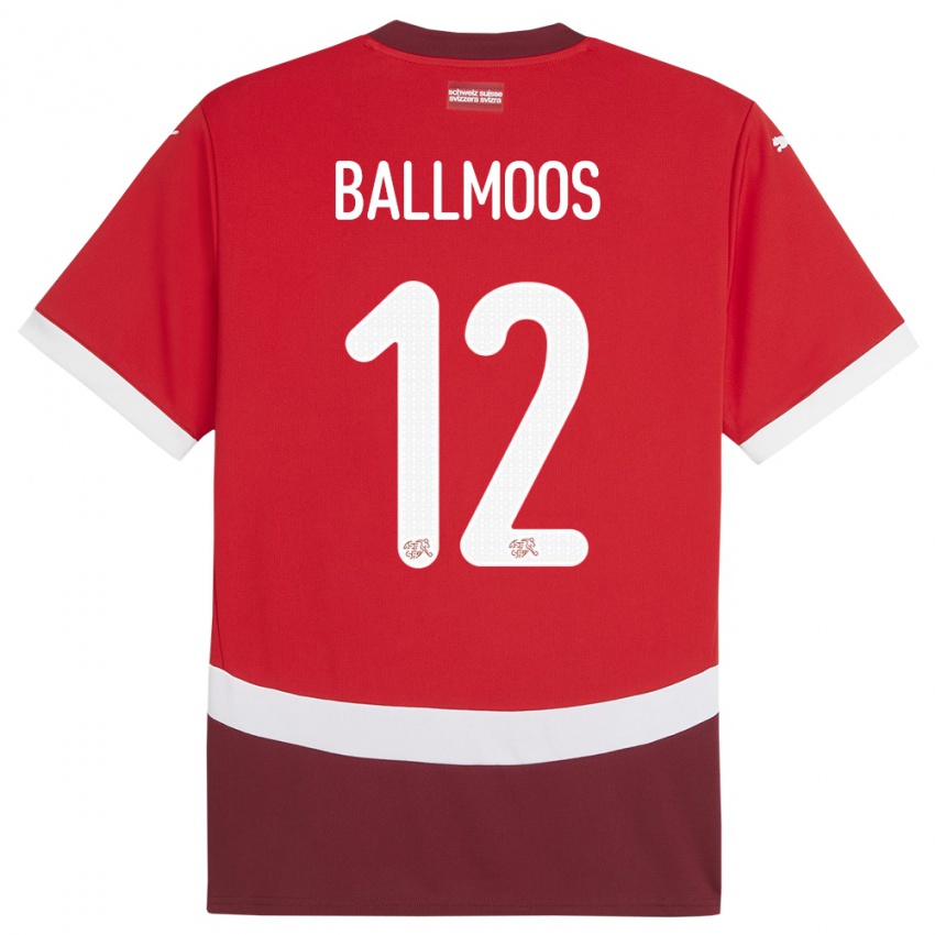 Homem Camisola Suiça David Von Ballmoos #12 Vermelho Principal 24-26 Camisa Brasil