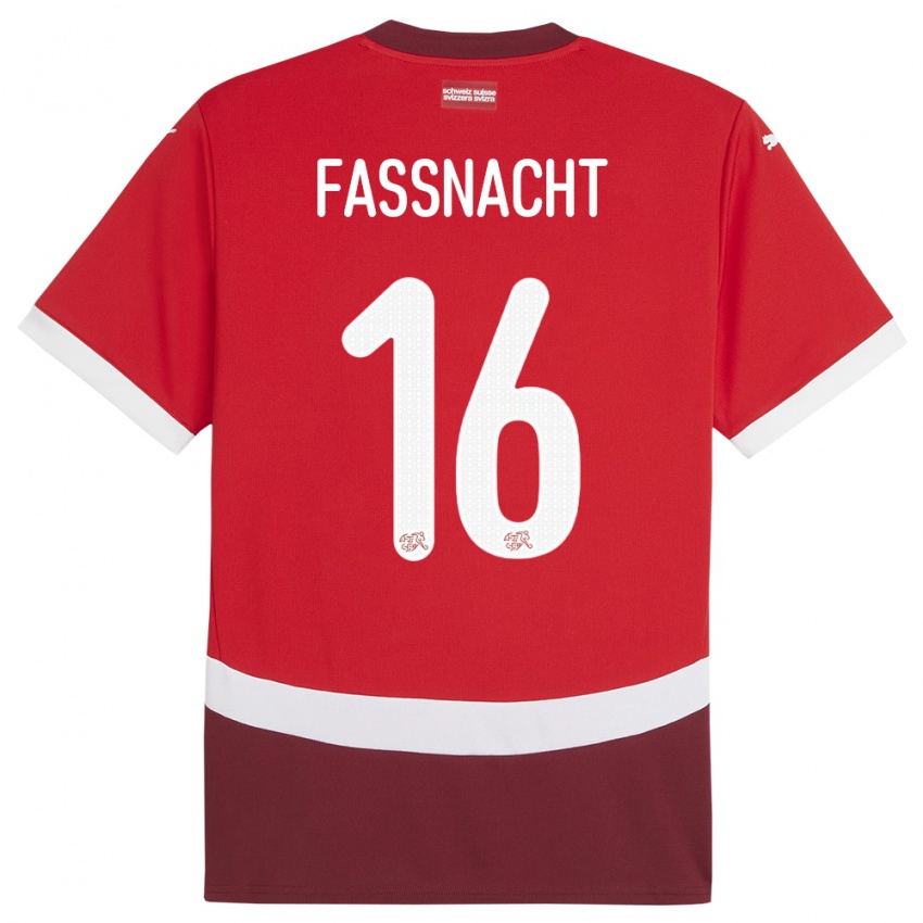 Homem Camisola Suiça Christian Fassnacht #16 Vermelho Principal 24-26 Camisa Brasil