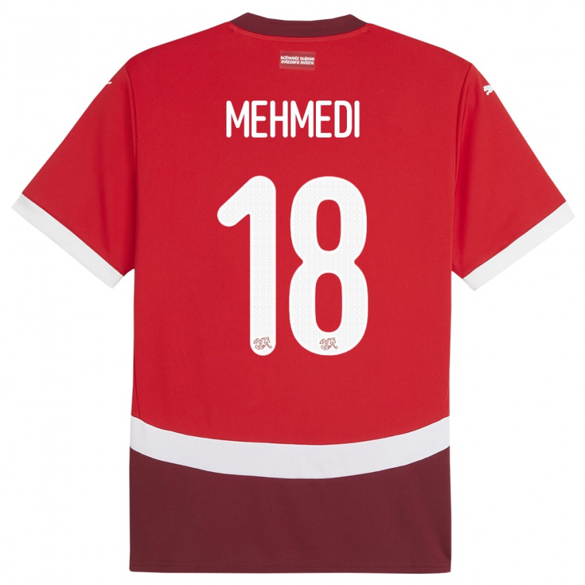 Homem Camisola Suiça Admir Mehmedi #18 Vermelho Principal 24-26 Camisa Brasil