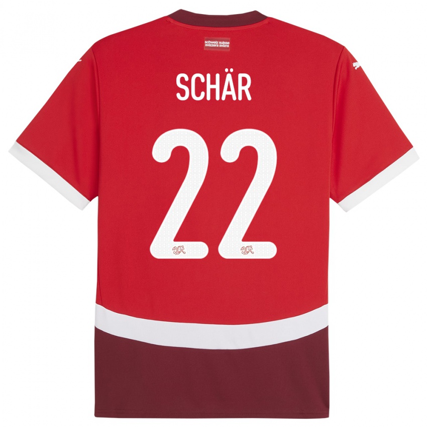 Homem Camisola Suiça Fabian Schar #22 Vermelho Principal 24-26 Camisa Brasil