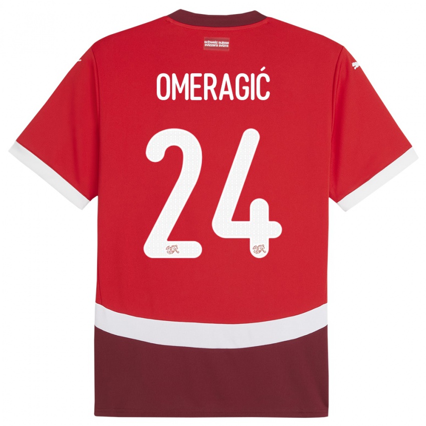 Homem Camisola Suiça Becir Omeragic #24 Vermelho Principal 24-26 Camisa Brasil