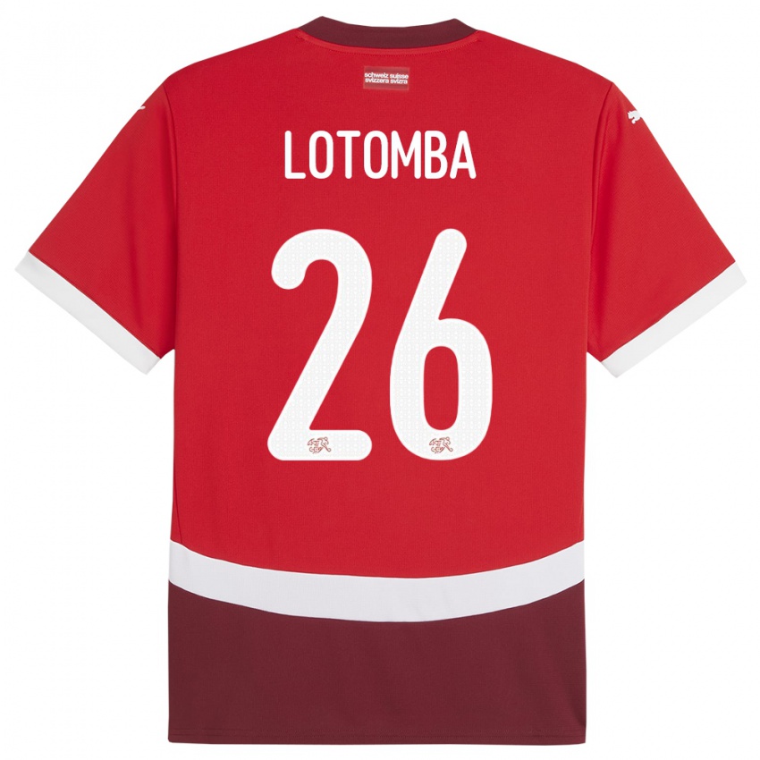 Homem Camisola Suiça Jordan Lotomba #26 Vermelho Principal 24-26 Camisa Brasil