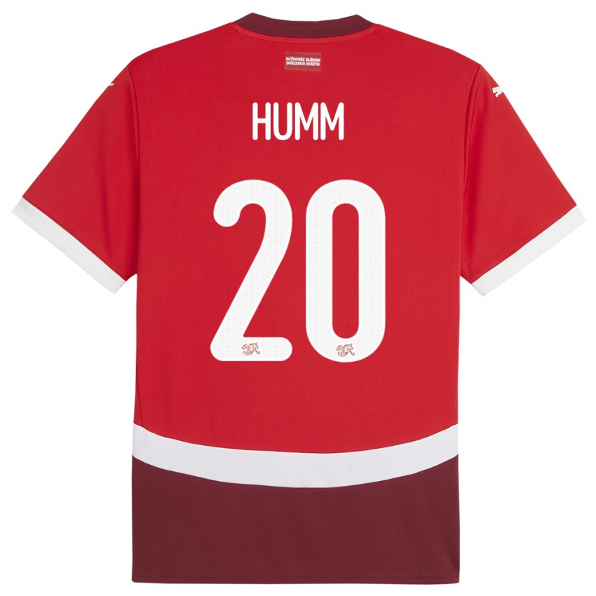 Homem Camisola Suiça Fabienne Humm #20 Vermelho Principal 24-26 Camisa Brasil