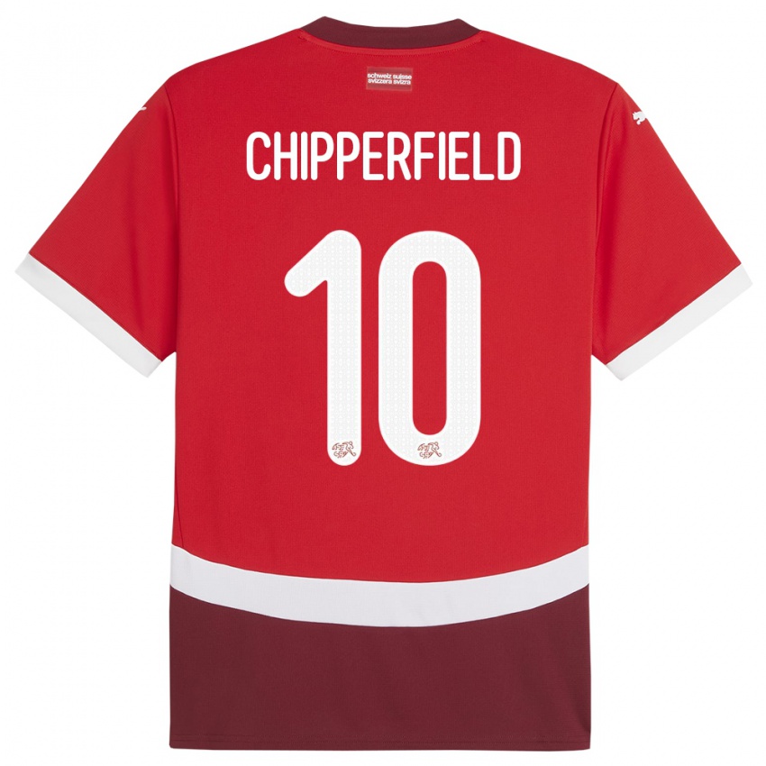 Homem Camisola Suiça Liam Chipperfield #10 Vermelho Principal 24-26 Camisa Brasil