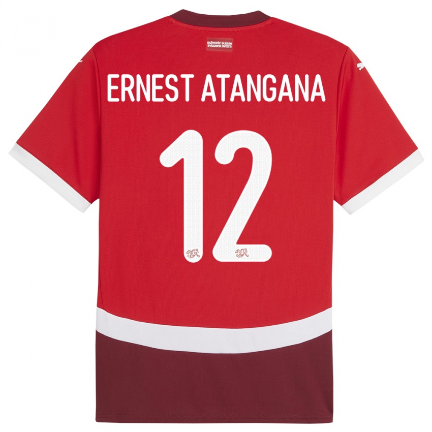 Homem Camisola Suiça Brian Ernest Atangana #12 Vermelho Principal 24-26 Camisa Brasil