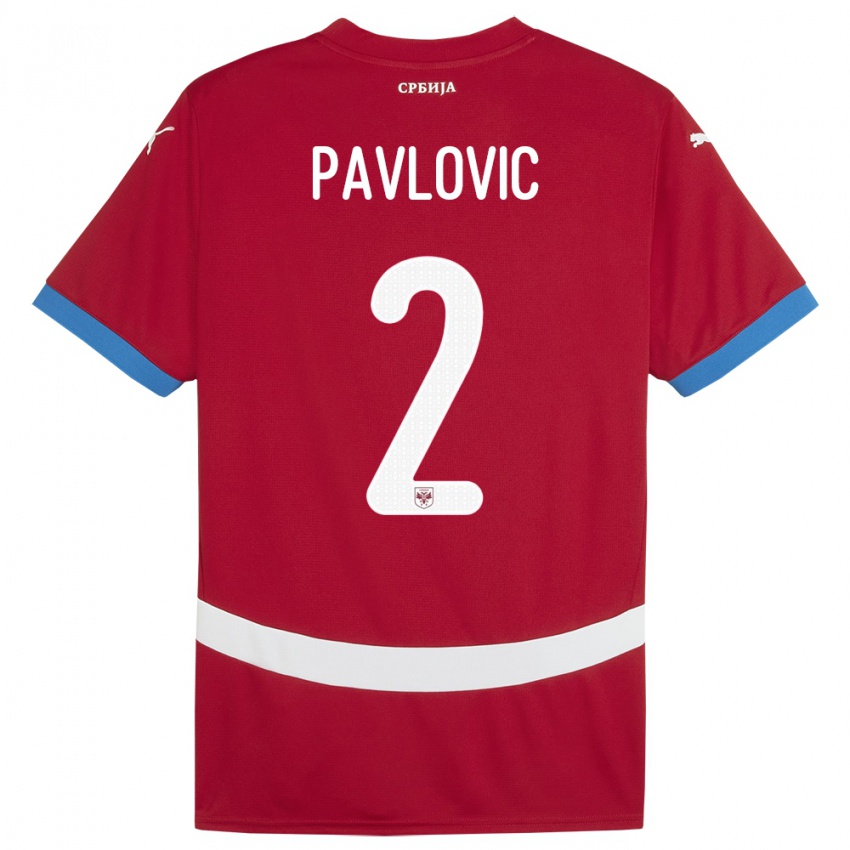 Homem Camisola Sérvia Strahinja Pavlovic #2 Vermelho Principal 24-26 Camisa Brasil