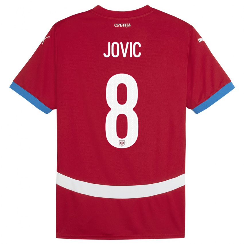 Homem Camisola Sérvia Luka Jovic #8 Vermelho Principal 24-26 Camisa Brasil