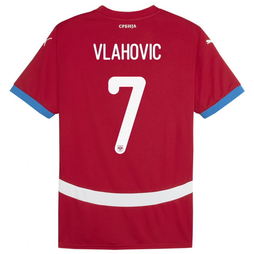 Homem Camisola Sérvia Dusan Vlahovic #7 Vermelho Principal 24-26 Camisa Brasil