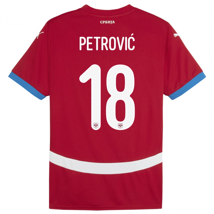 Homem Camisola Sérvia Emilija Petrovic #18 Vermelho Principal 24-26 Camisa Brasil