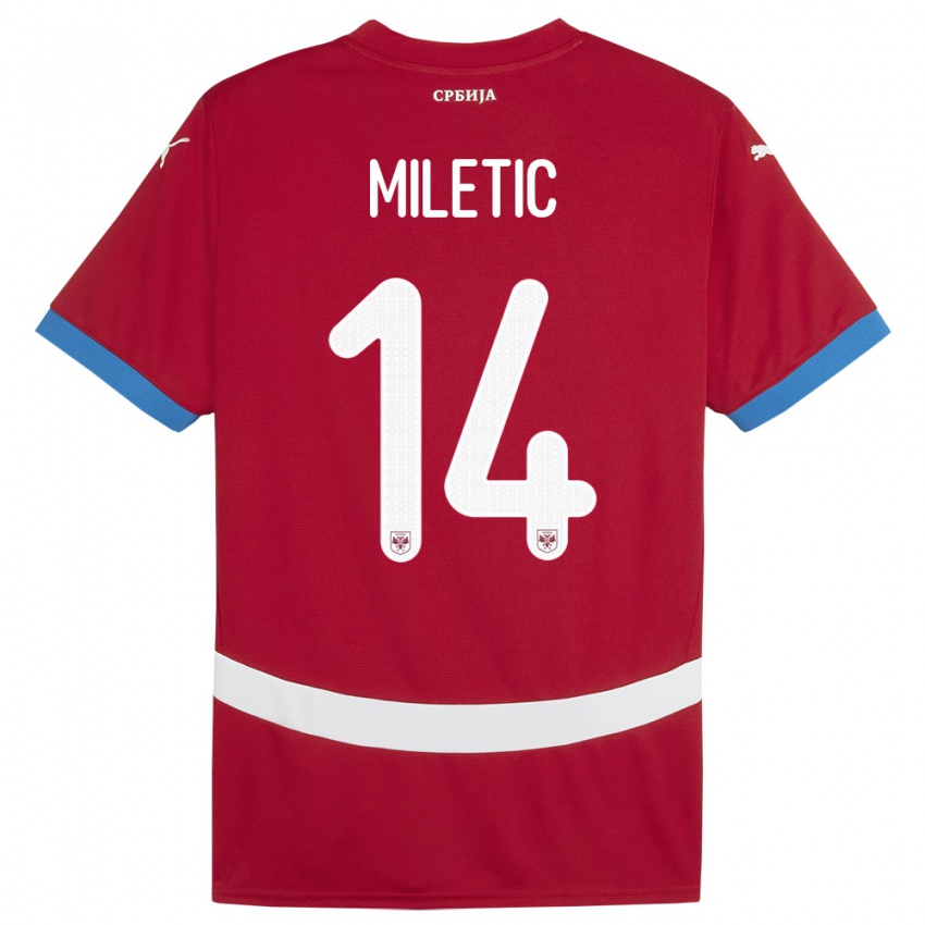 Homem Camisola Sérvia Vladimir Miletic #14 Vermelho Principal 24-26 Camisa Brasil