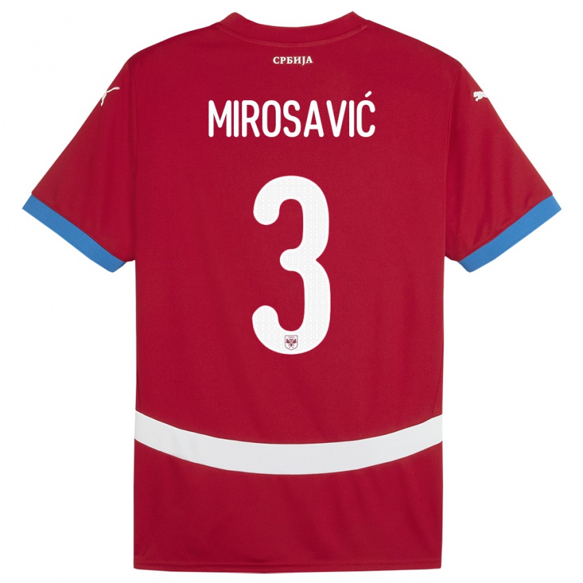 Homem Camisola Sérvia Veljko Mirosavic #3 Vermelho Principal 24-26 Camisa Brasil