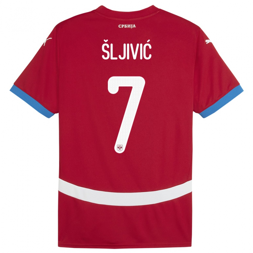 Homem Camisola Sérvia Jovan Sljivic #7 Vermelho Principal 24-26 Camisa Brasil