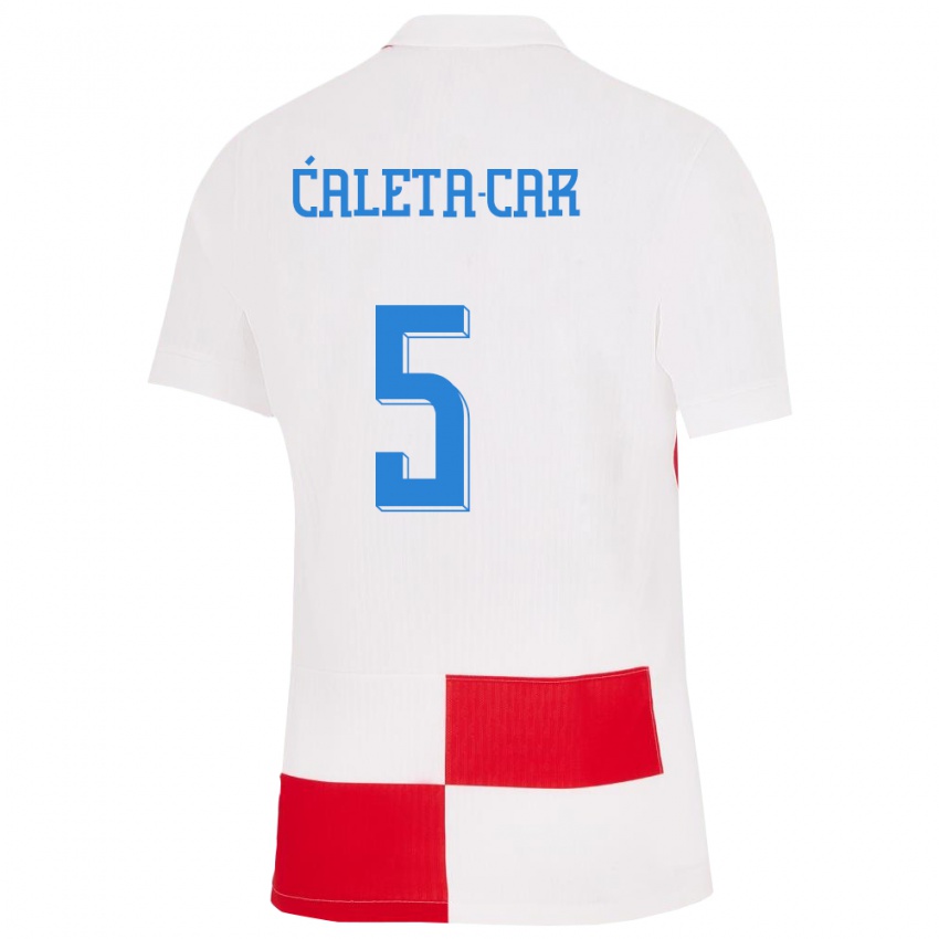 Homem Camisola Croácia Duje Caleta Car #5 Branco Vermelho Principal 24-26 Camisa Brasil