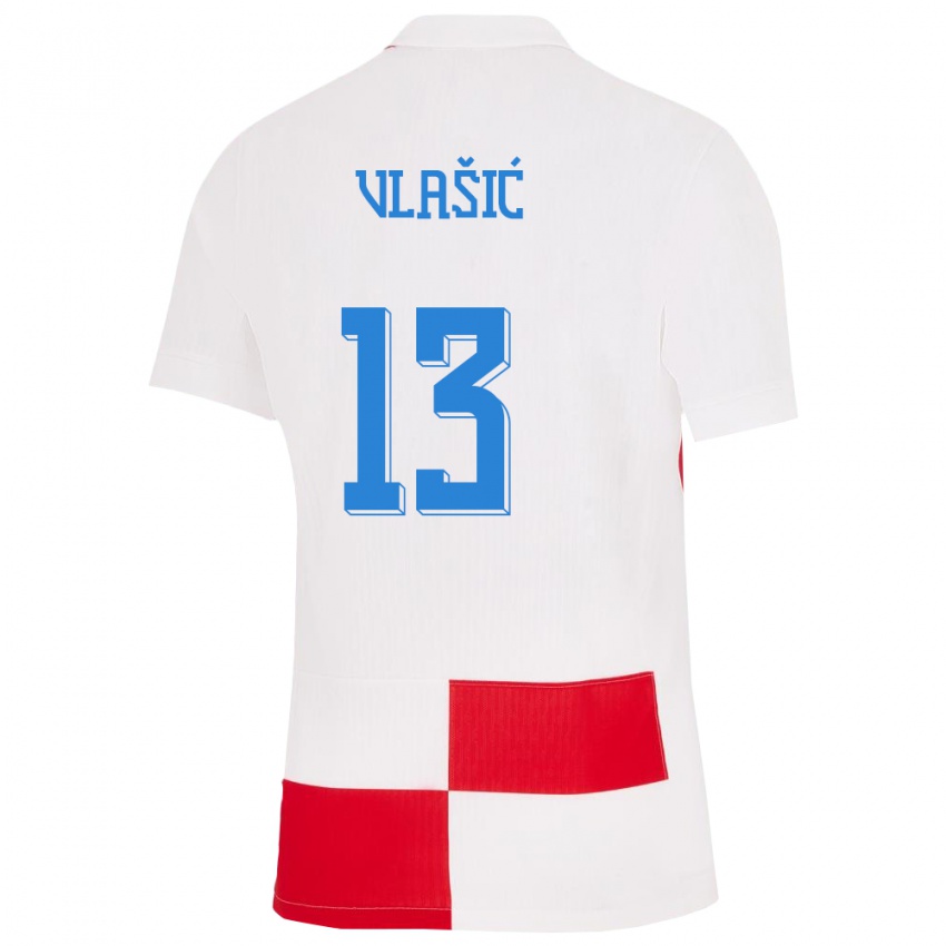 Homem Camisola Croácia Nikola Vlasic #13 Branco Vermelho Principal 24-26 Camisa Brasil