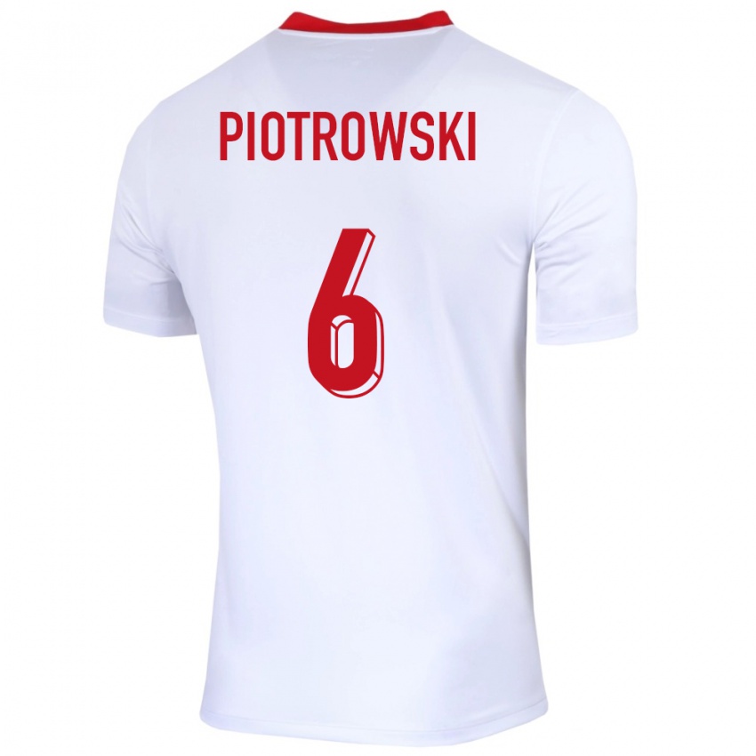 Homem Camisola Polónia Jakub Piotrowski #6 Branco Principal 24-26 Camisa Brasil