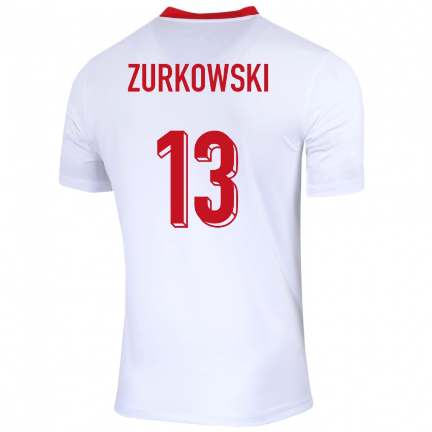 Homem Camisola Polónia Szymon Zurkowski #13 Branco Principal 24-26 Camisa Brasil