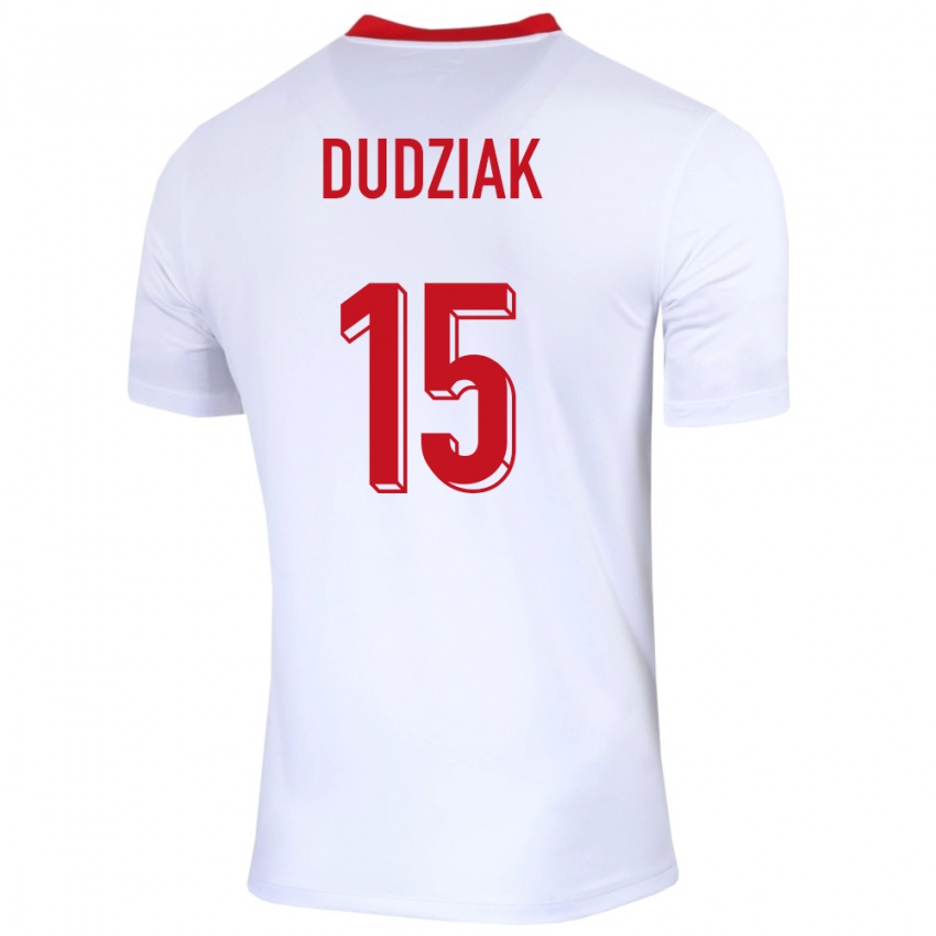 Homem Camisola Polónia Aleksandra Dudziak #15 Branco Principal 24-26 Camisa Brasil