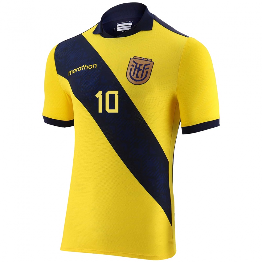 Homem Camisola Equador Romario Ibarra #10 Amarelo Principal 24-26 Camisa Brasil