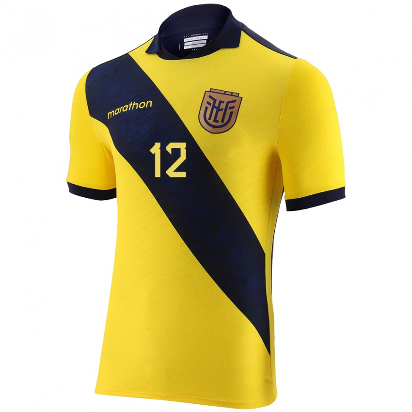 Homem Camisola Equador Gonzalo Valle #12 Amarelo Principal 24-26 Camisa Brasil