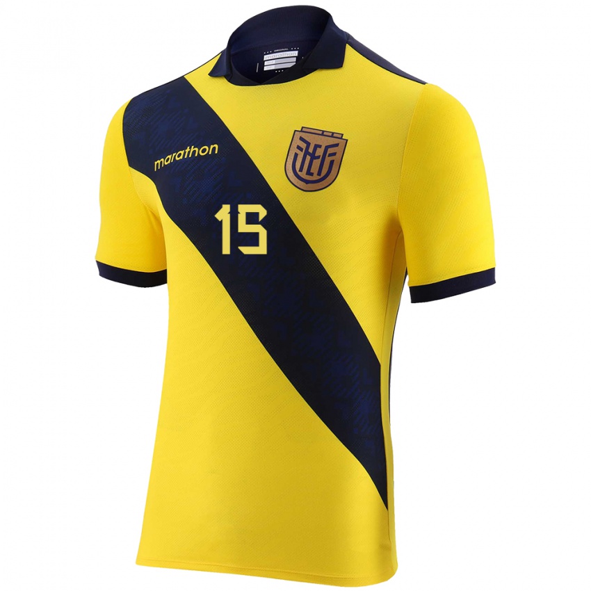 Homem Camisola Equador Angel Mena #15 Amarelo Principal 24-26 Camisa Brasil