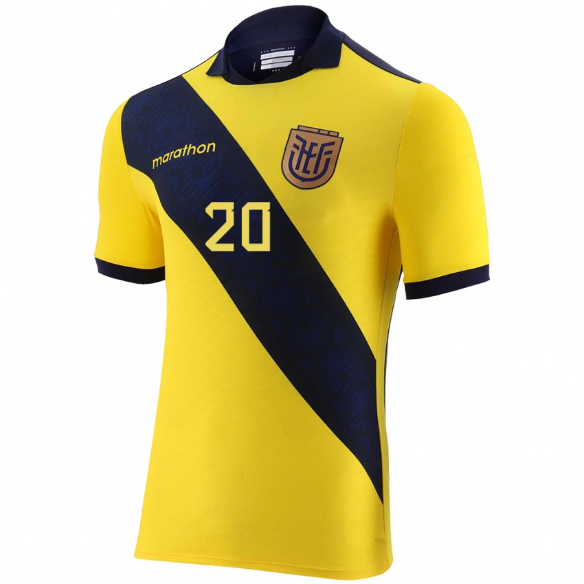 Homem Camisola Equador Jhegson Mendez #20 Amarelo Principal 24-26 Camisa Brasil