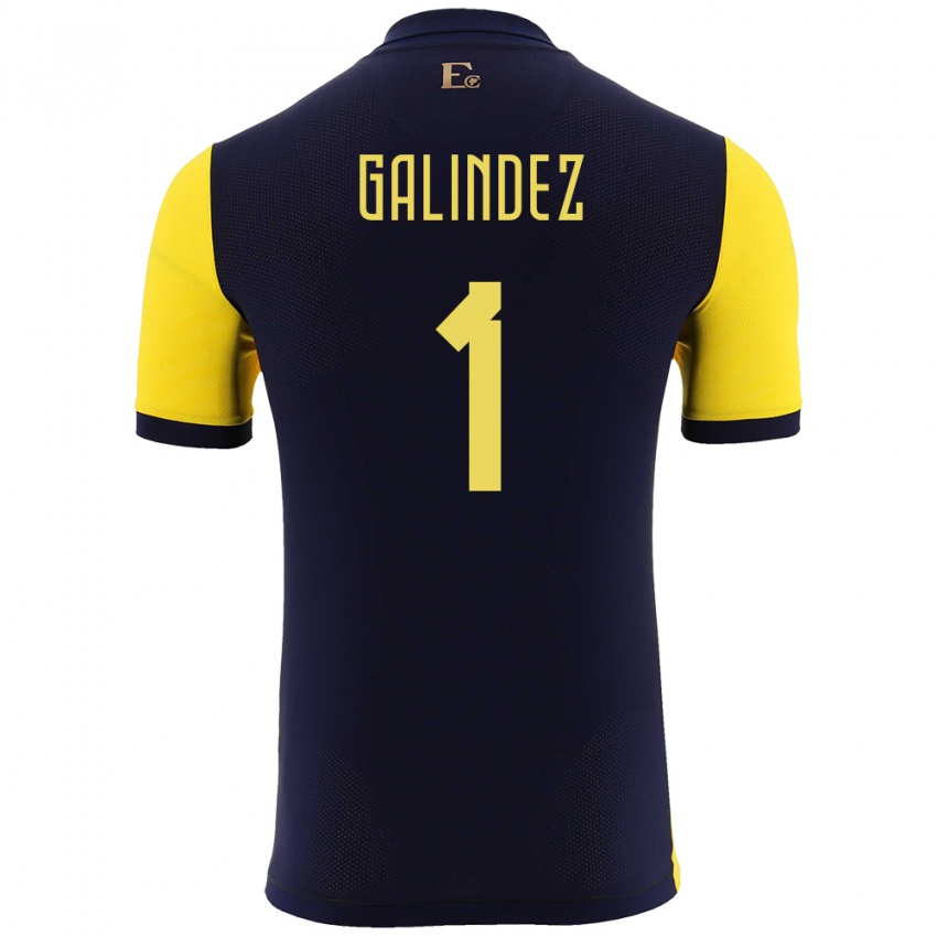 Homem Camisola Equador Hernan Galindez #1 Amarelo Principal 24-26 Camisa Brasil