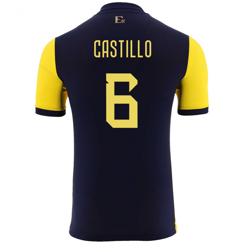 Homem Camisola Equador Byron Castillo #6 Amarelo Principal 24-26 Camisa Brasil