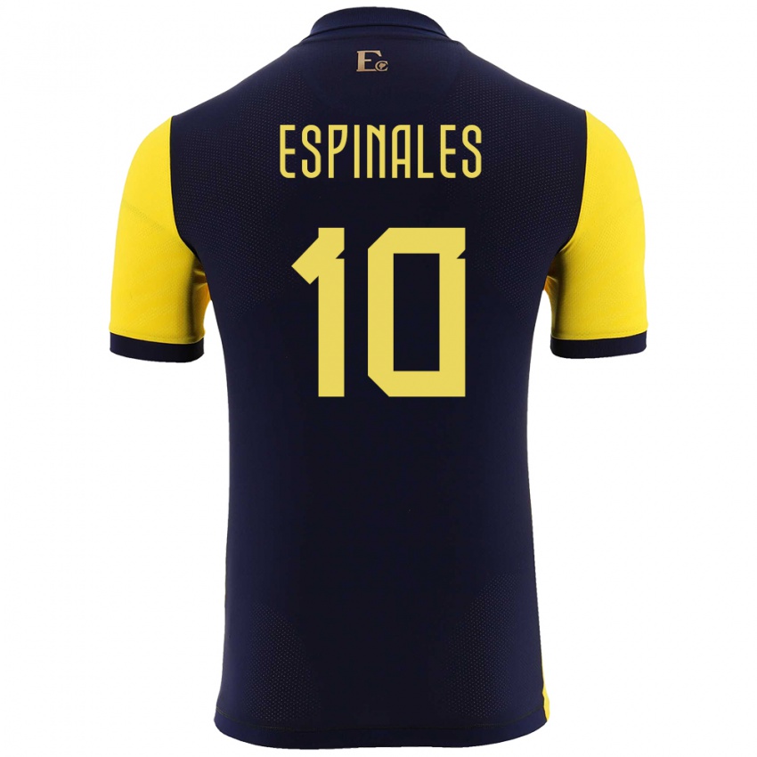 Homem Camisola Equador Joselyn Espinales #10 Amarelo Principal 24-26 Camisa Brasil