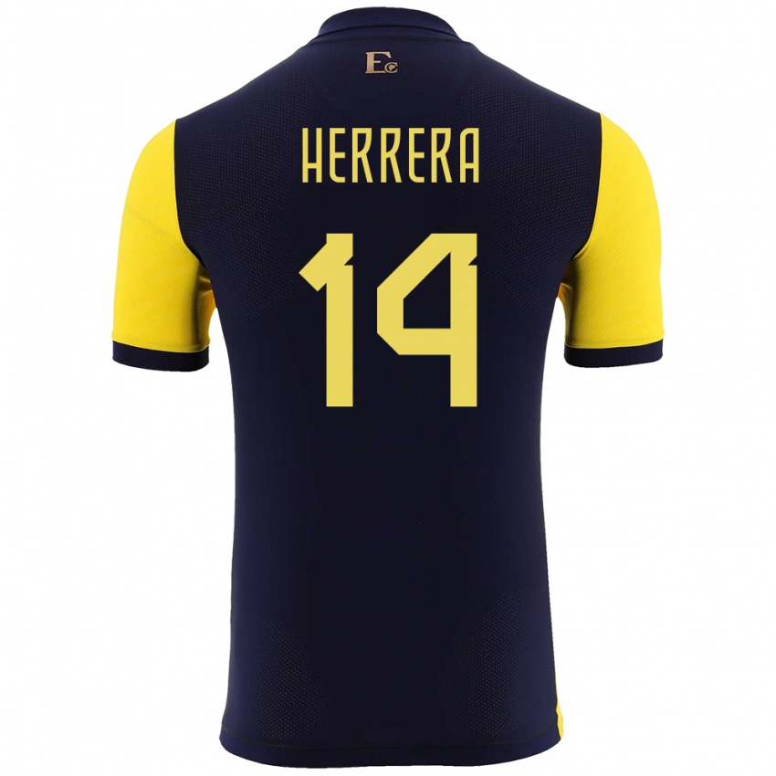 Homem Camisola Equador Orlando Herrera #14 Amarelo Principal 24-26 Camisa Brasil