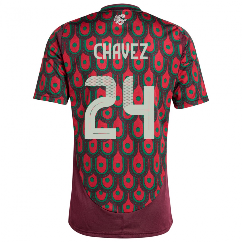 Homem Camisola México Luis Chavez #24 Marrom Principal 24-26 Camisa Brasil