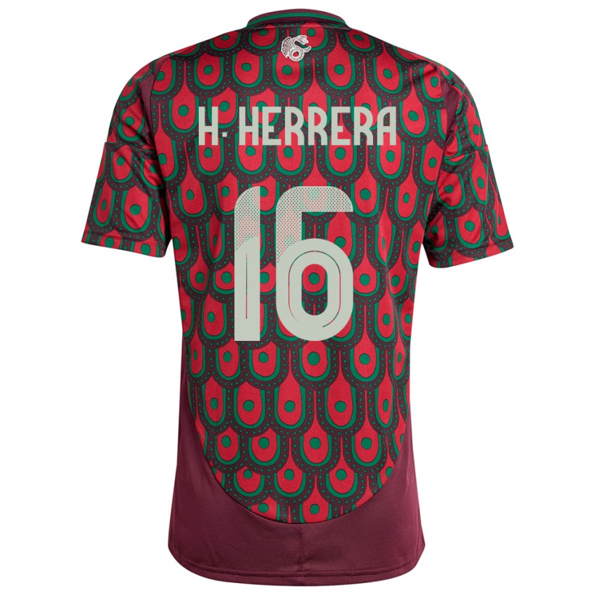 Homem Camisola México Hector Herrera #16 Marrom Principal 24-26 Camisa Brasil