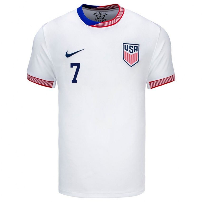 Homem Camisola Estados Unidos Paul Arriola #7 Branco Principal 24-26 Camisa Brasil