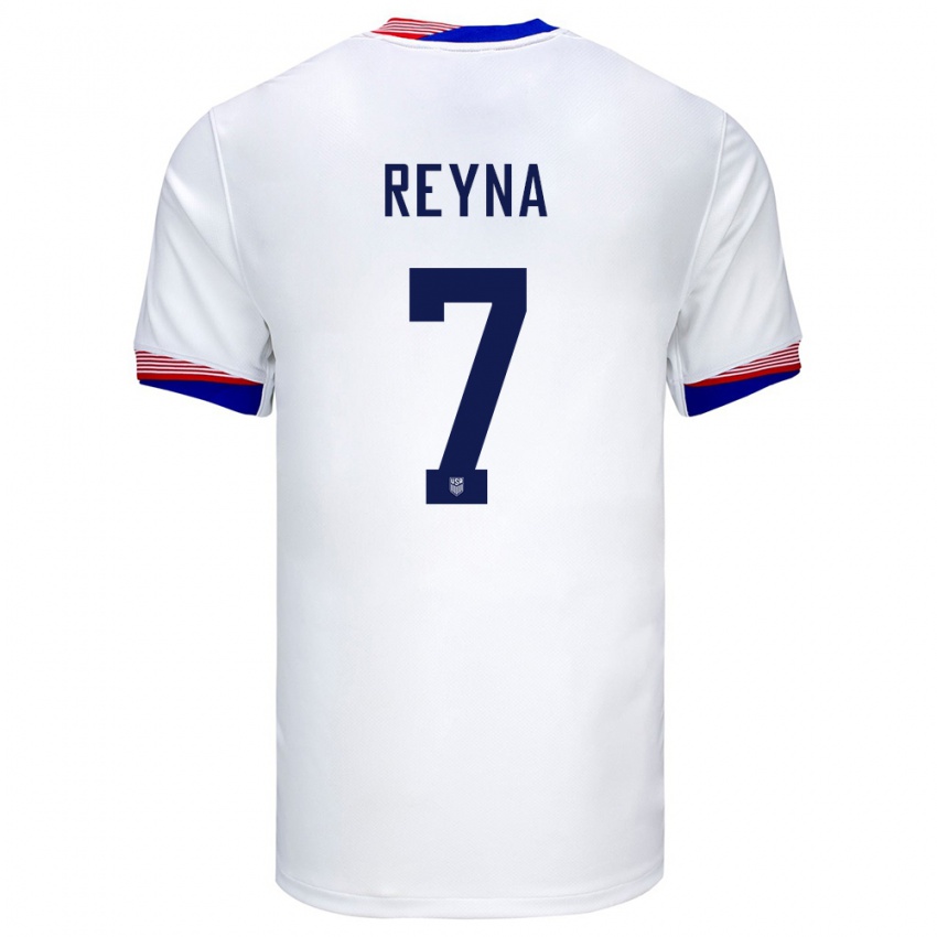 Homem Camisola Estados Unidos Giovanni Reyna #7 Branco Principal 24-26 Camisa Brasil