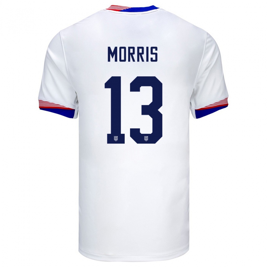 Homem Camisola Estados Unidos Jordan Morris #13 Branco Principal 24-26 Camisa Brasil