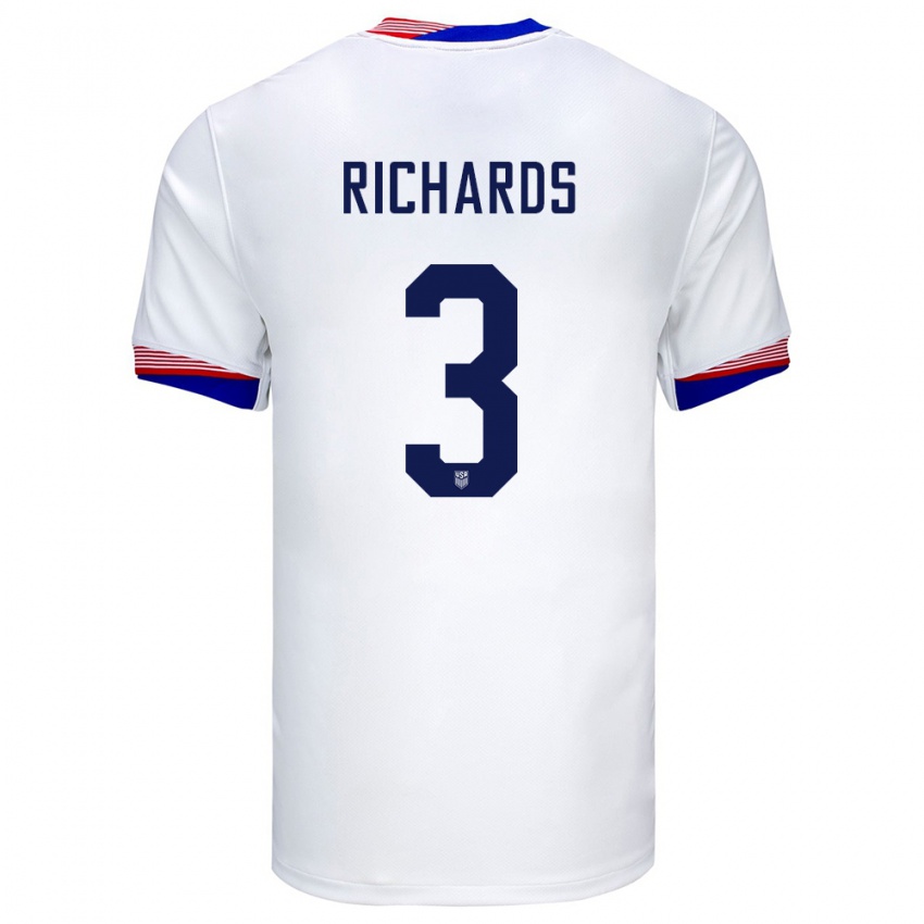 Homem Camisola Estados Unidos Chris Richards #3 Branco Principal 24-26 Camisa Brasil