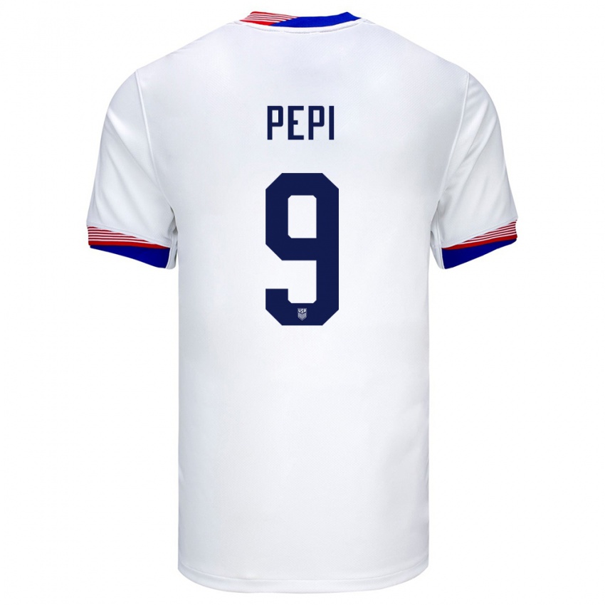 Homem Camisola Estados Unidos Ricardo Pepi #9 Branco Principal 24-26 Camisa Brasil