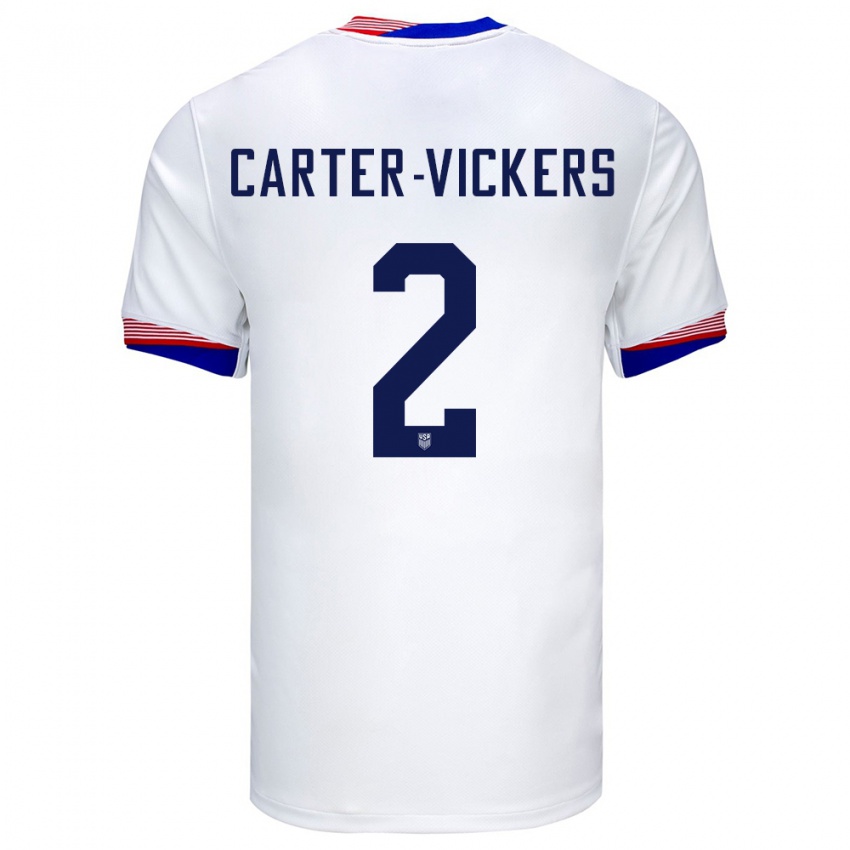 Homem Camisola Estados Unidos Cameron Carter-Vickers #2 Branco Principal 24-26 Camisa Brasil