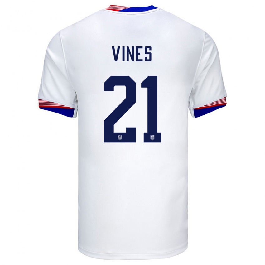 Homem Camisola Estados Unidos Sam Vines #21 Branco Principal 24-26 Camisa Brasil