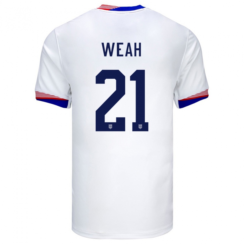 Homem Camisola Estados Unidos Timothy Weah #21 Branco Principal 24-26 Camisa Brasil