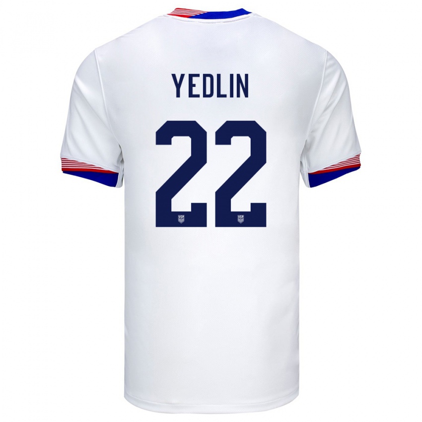 Homem Camisola Estados Unidos Deandre Yedlin #22 Branco Principal 24-26 Camisa Brasil