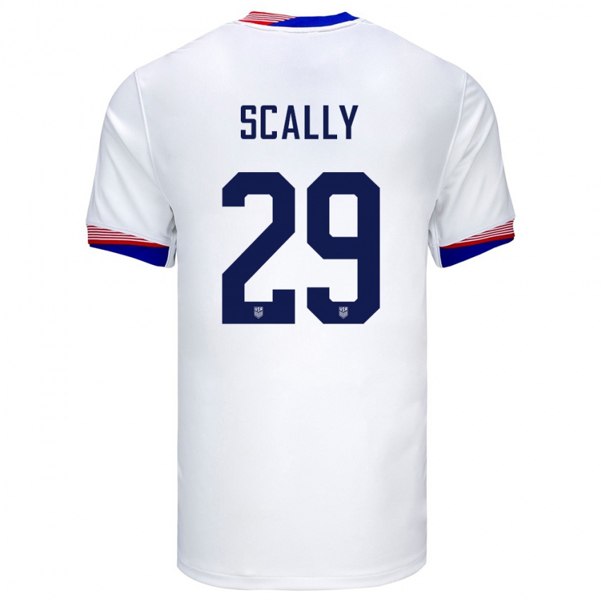 Homem Camisola Estados Unidos Joseph Scally #29 Branco Principal 24-26 Camisa Brasil