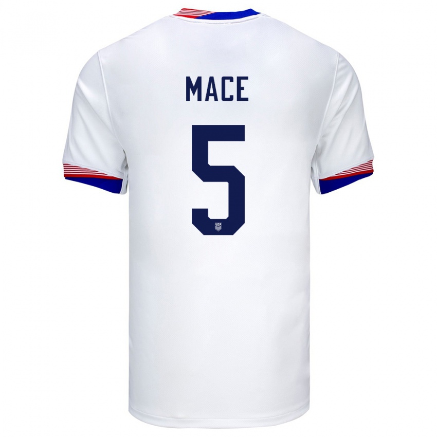 Homem Camisola Estados Unidos Hailie Mace #5 Branco Principal 24-26 Camisa Brasil