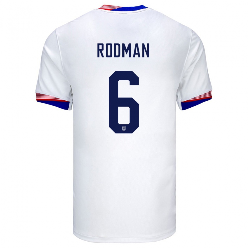 Homem Camisola Estados Unidos Trinity Rodman #6 Branco Principal 24-26 Camisa Brasil