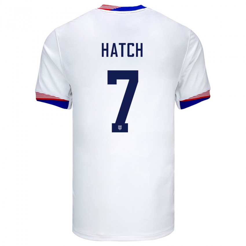 Homem Camisola Estados Unidos Ashley Hatch #7 Branco Principal 24-26 Camisa Brasil