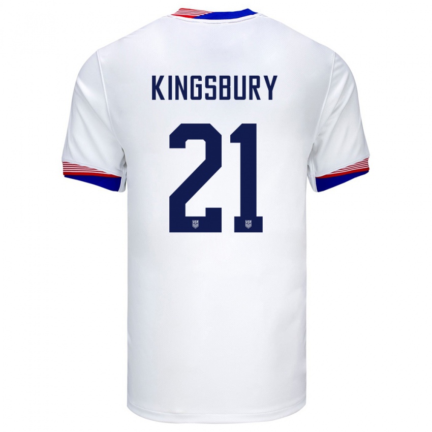 Homem Camisola Estados Unidos Aubrey Kingsbury #21 Branco Principal 24-26 Camisa Brasil