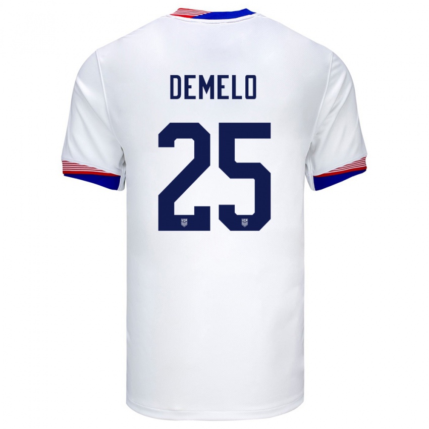 Homem Camisola Estados Unidos Savannah Demelo #25 Branco Principal 24-26 Camisa Brasil