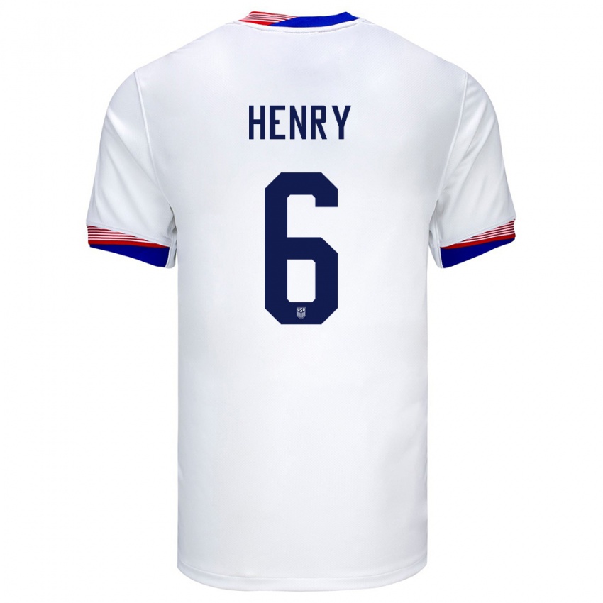 Homem Camisola Estados Unidos Kobi Henry #6 Branco Principal 24-26 Camisa Brasil