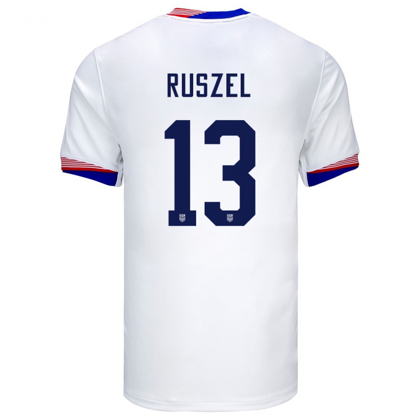 Homem Camisola Estados Unidos Marcel Ruszel #13 Branco Principal 24-26 Camisa Brasil